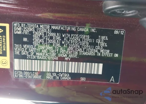 2013 Lexus Rx 350 from USA, damaged, VIN 2T2ZK1BAXDC101048